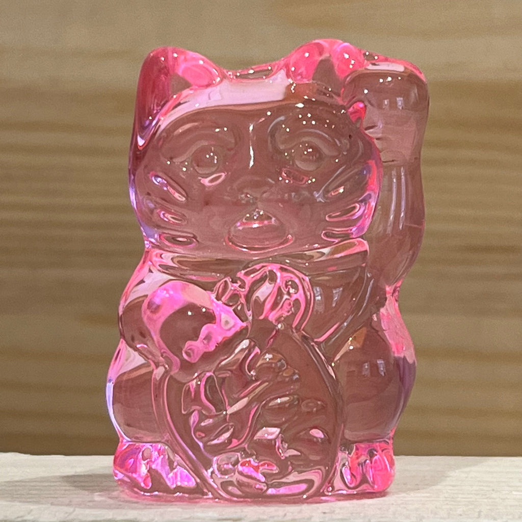 Pink Glass Maneki Neko, The Lucky Cat Shop
