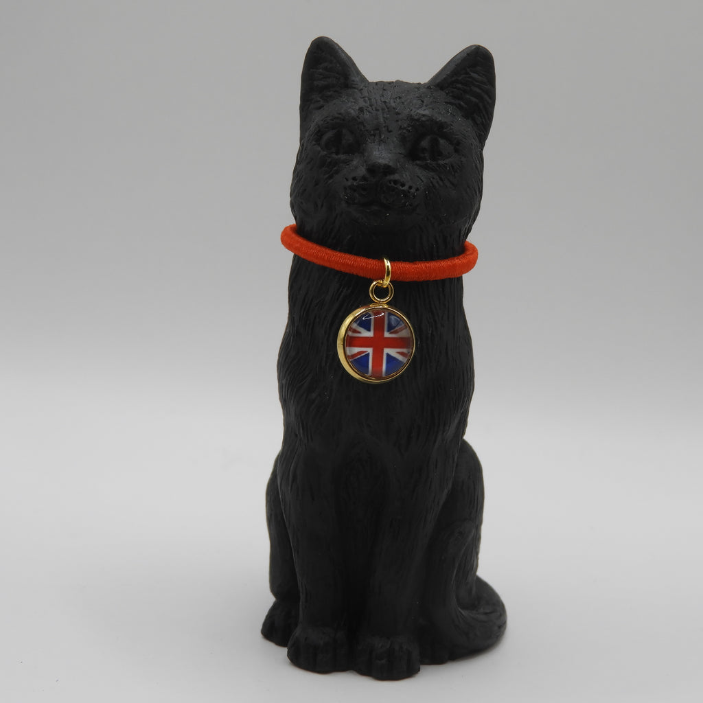 8cm Original Lucky York Black Cat with National Flag Charm, The Lucky Cat Shop