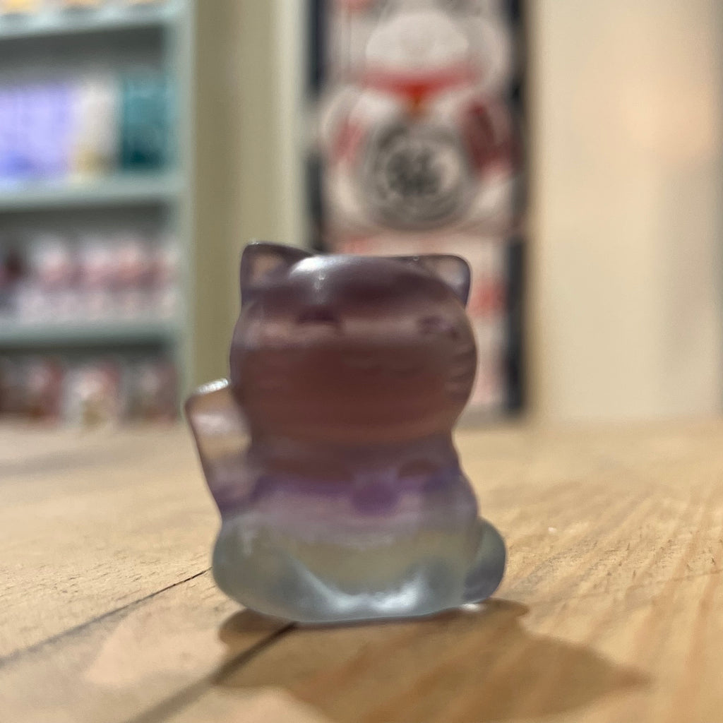 Purple Fluorite Maneki Neko Gemstone Cat, The Lucky Cat Shop