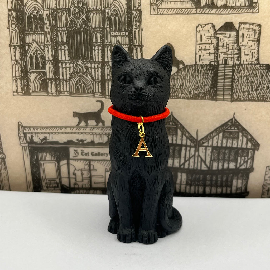 8cm Original Lucky York Black Cat with Initial Charm, The Lucky Cat Shop