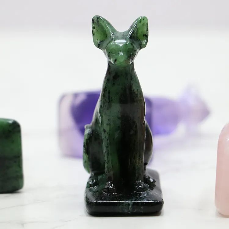 Egyptian Gemstone Cat, Ruby Zoicite, The Lucky Cat Shop