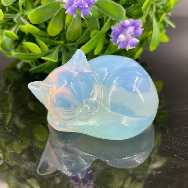  Opal Sleeping Gemstone Cat June / October Birthstone, The Lucky Cat Shop