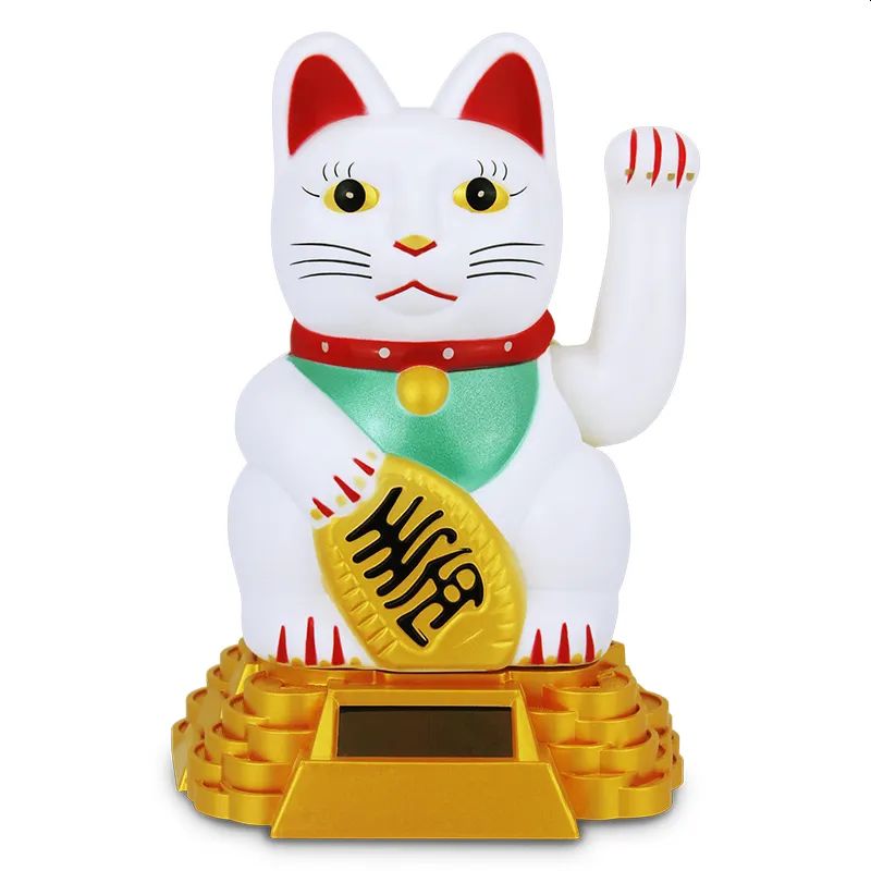 Solar Maneki Neko White, The Lucky Cat Shop