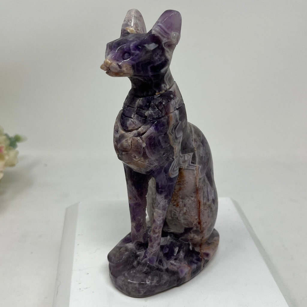 Large Amethyst Gemstone Cat, 15cm, The Lucky Cat Shop