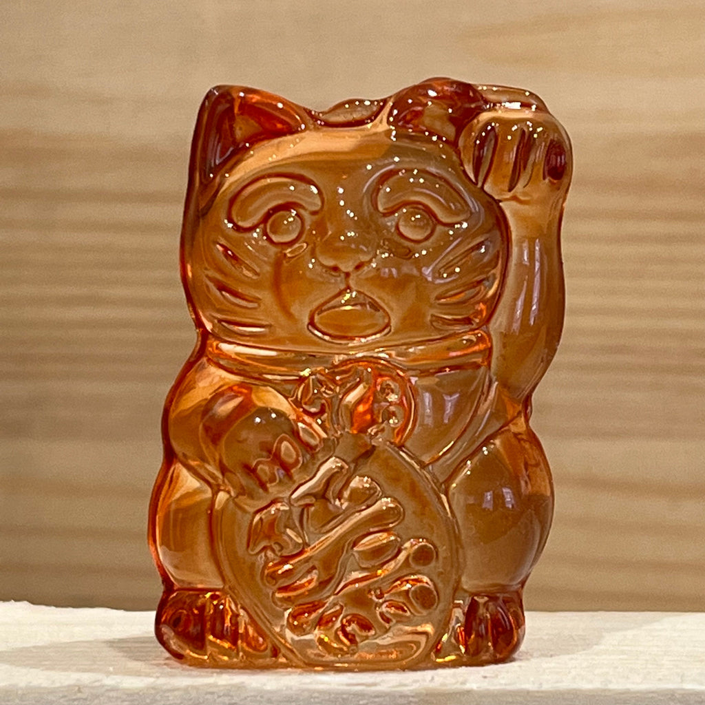 Orange Glass Maneki Neko, The Lucky Cat Shop