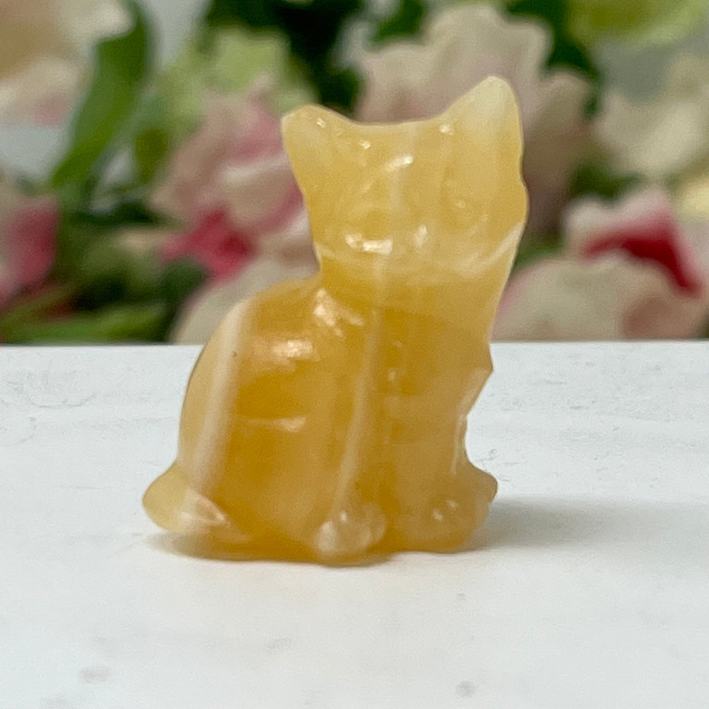 Yellow Calcite Gemstone Cat November Birthstone, The Lucky Cat Shop