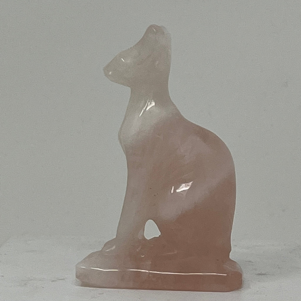 Egyptian Gemstone Cat, Rose Quartz, The Lucky Cat Shop