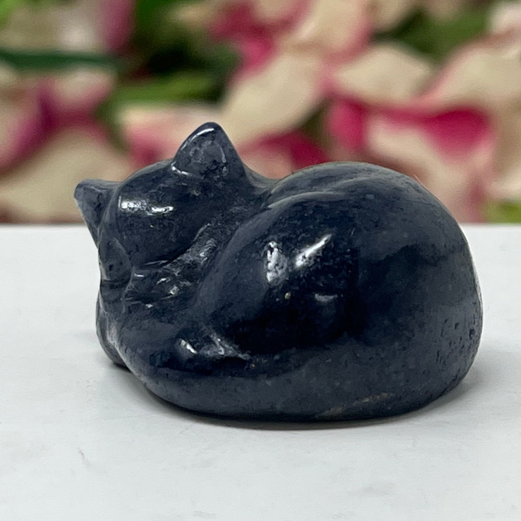 Blue Aventurine Sleeping Gemstone Cat September Birthstone, The Lucky Cat Shop