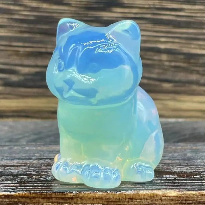 Opal Gemstone Kitten June Birthstone, The Lucky Cat Shop