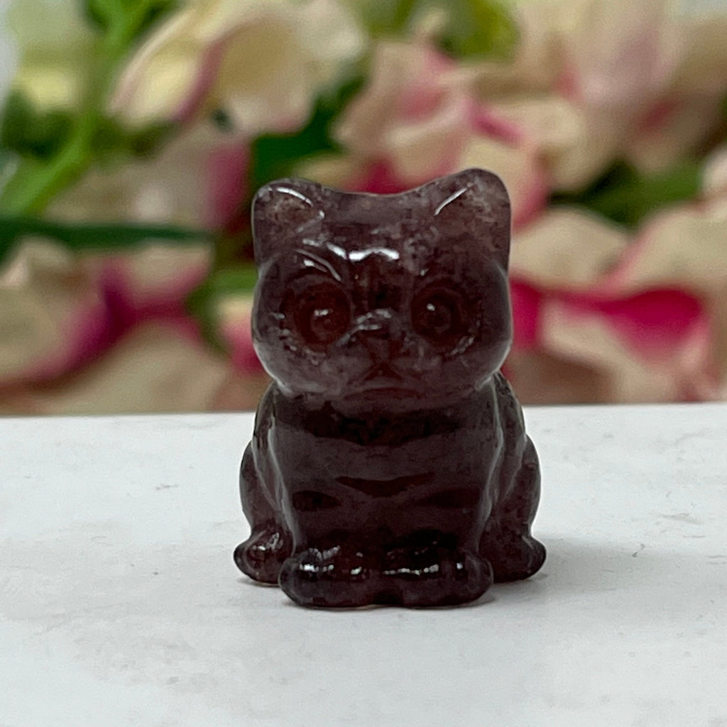 Strawberry Stone Gemstone Kitten July Birthstone, The Lucky Cat Shop