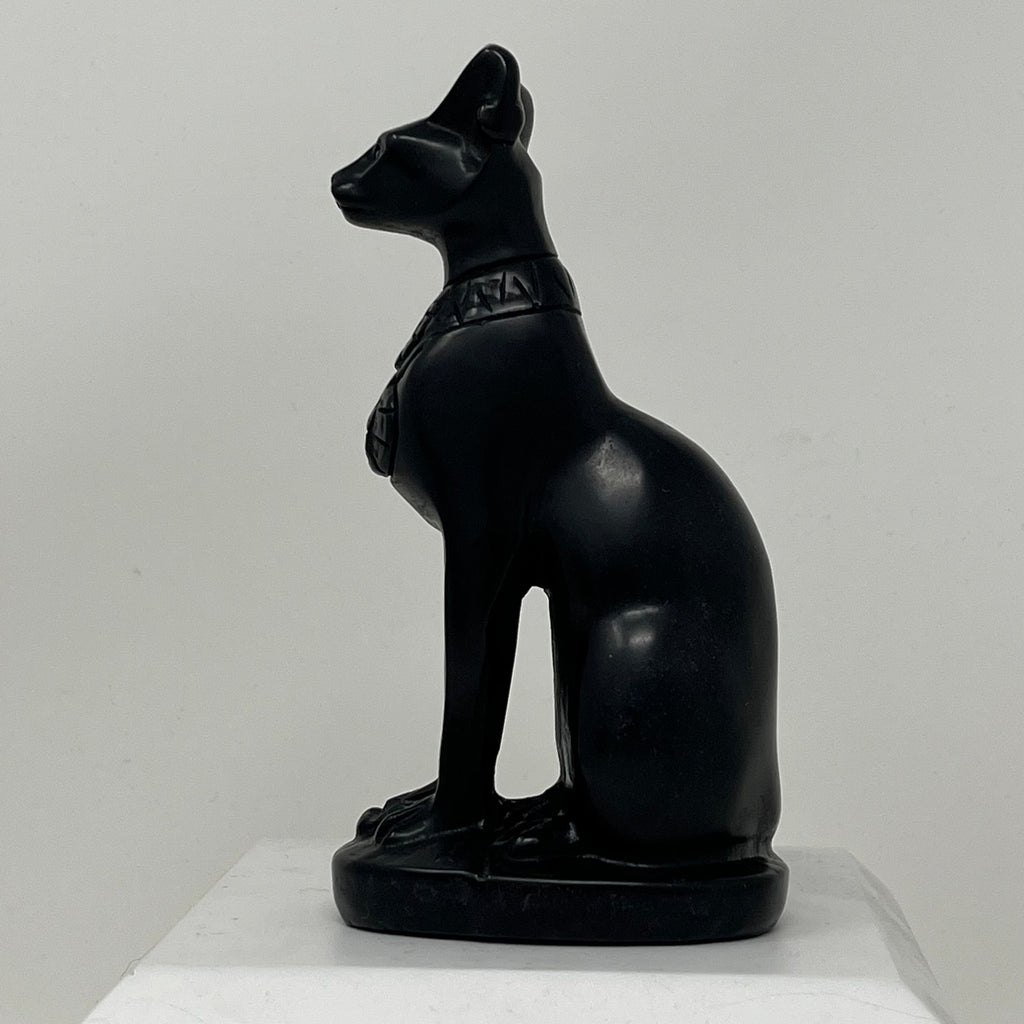 Large Obsidian Gemstone Cat, 15cm, The Lucky Cat Shop