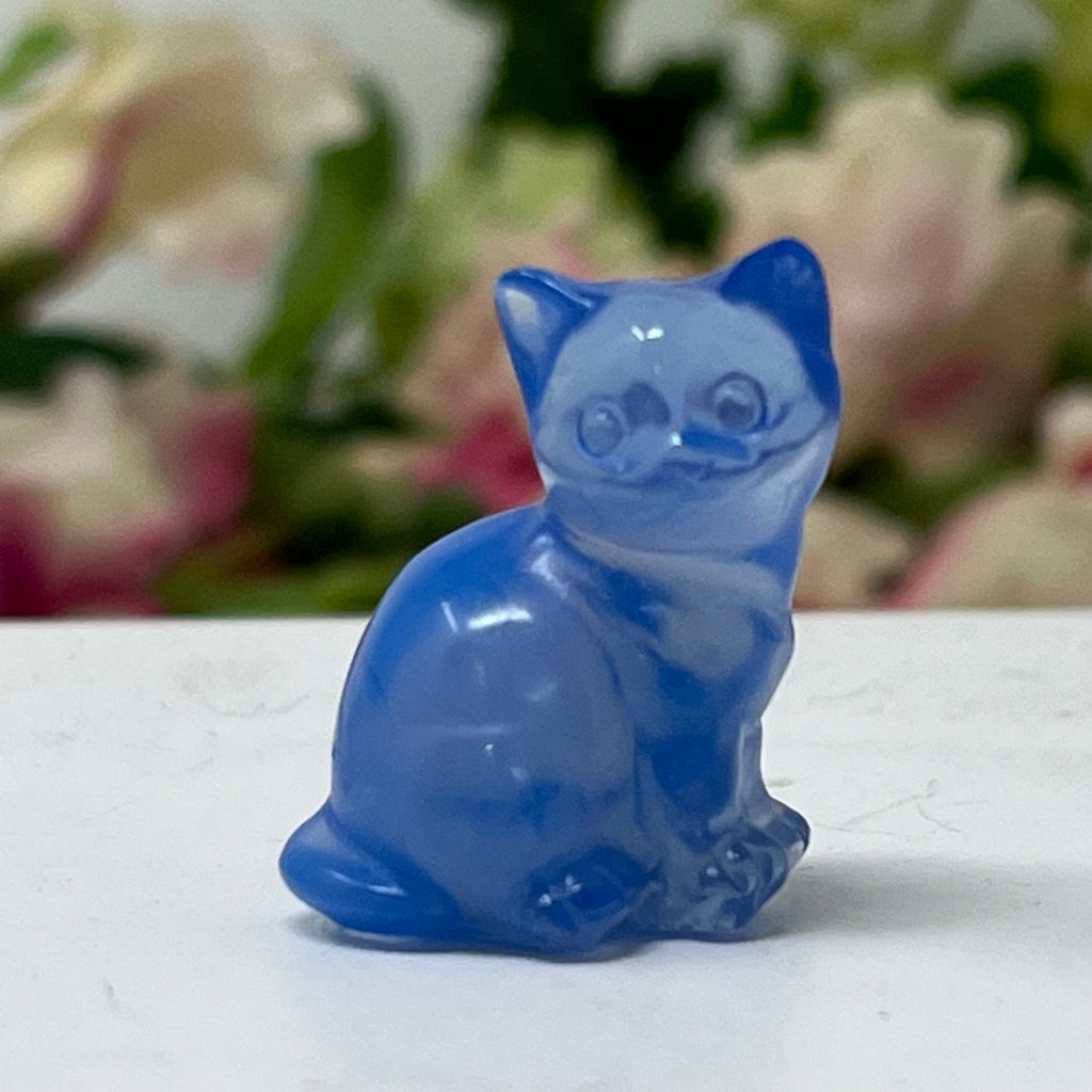 Blue Opal Gemstone Cat October Birthstone, The Lucky Cat Shop