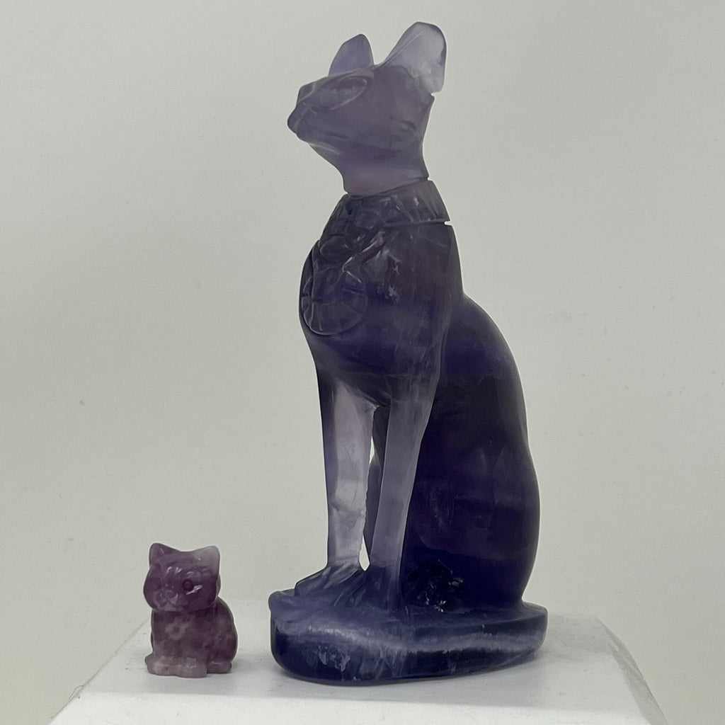 Large Fluorite Gemstone Cat, 15cm, The Lucky Cat Shop