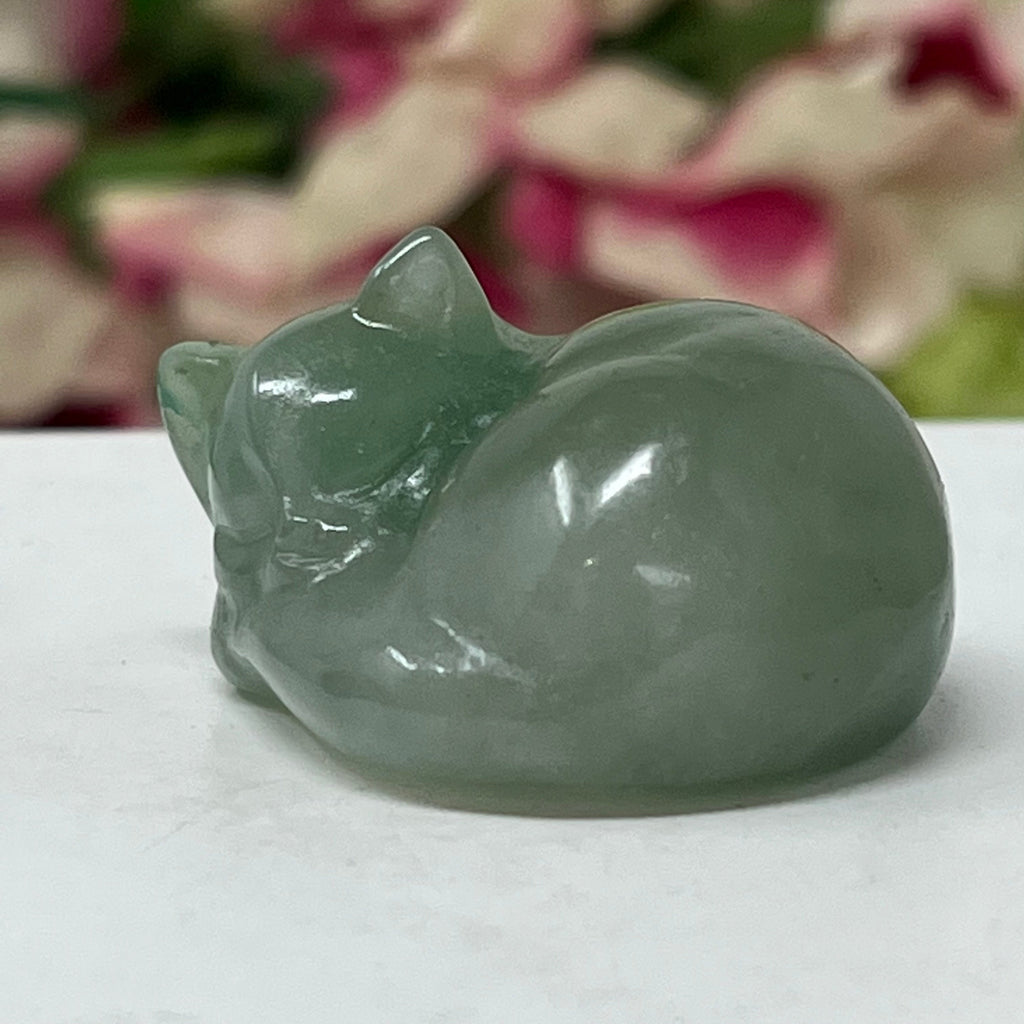 Green Aventurine Sleeping Gemstone Cat May Birthstone