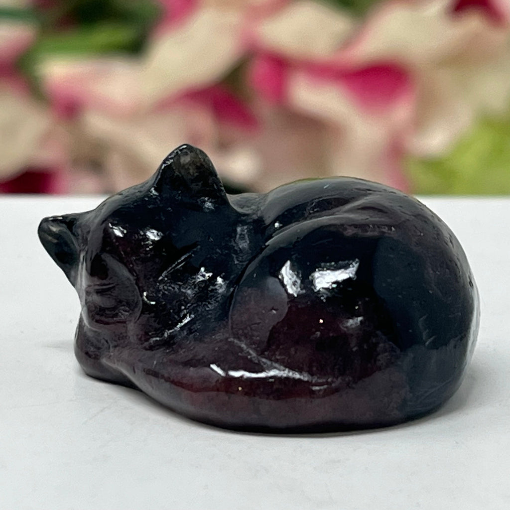 Garnet Sleeping Gemstone Cat January Birthstone