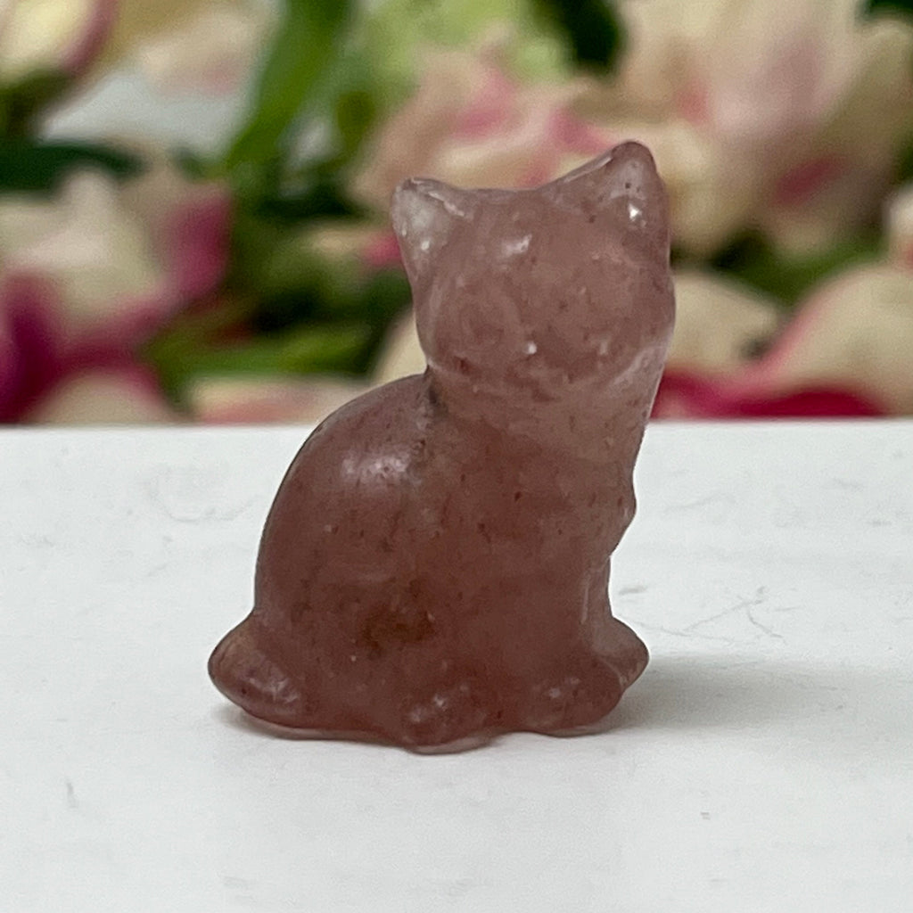 Strawberry Stone Gemstone Cat July Birthstone, The Lucky Cat Shop