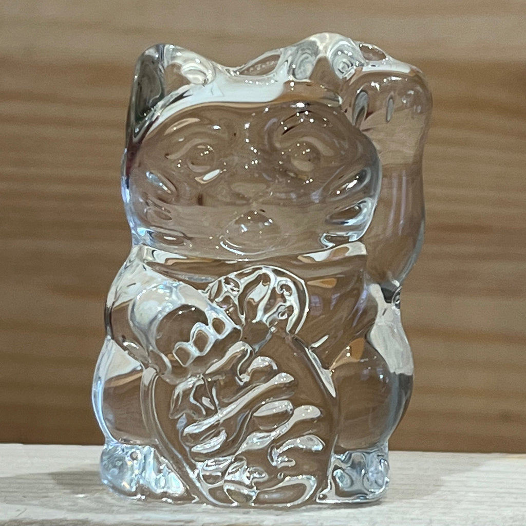 Clear Glass Maneki Neko, The Lucky Cat Shop